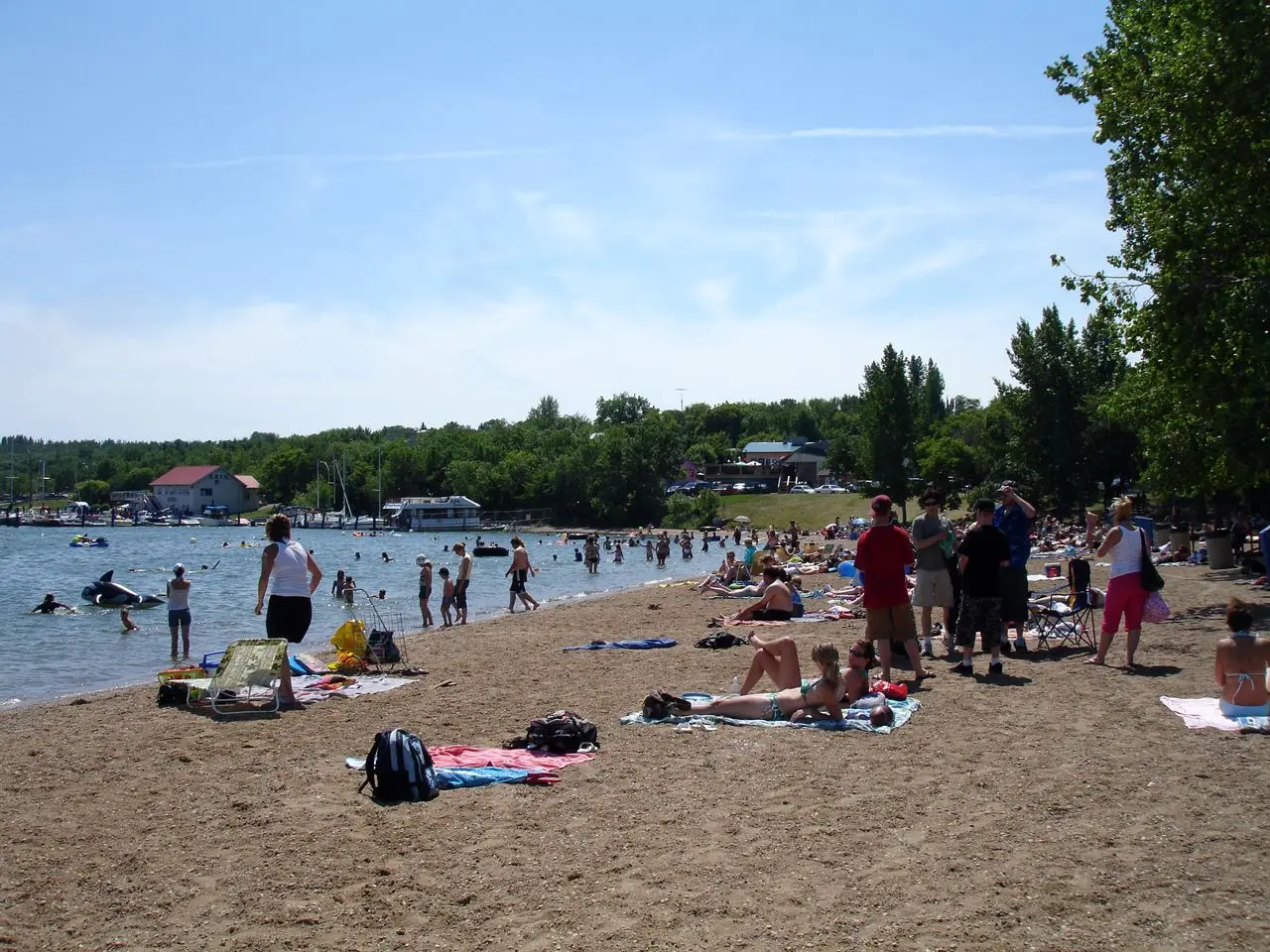 Crowded beach on a summer day