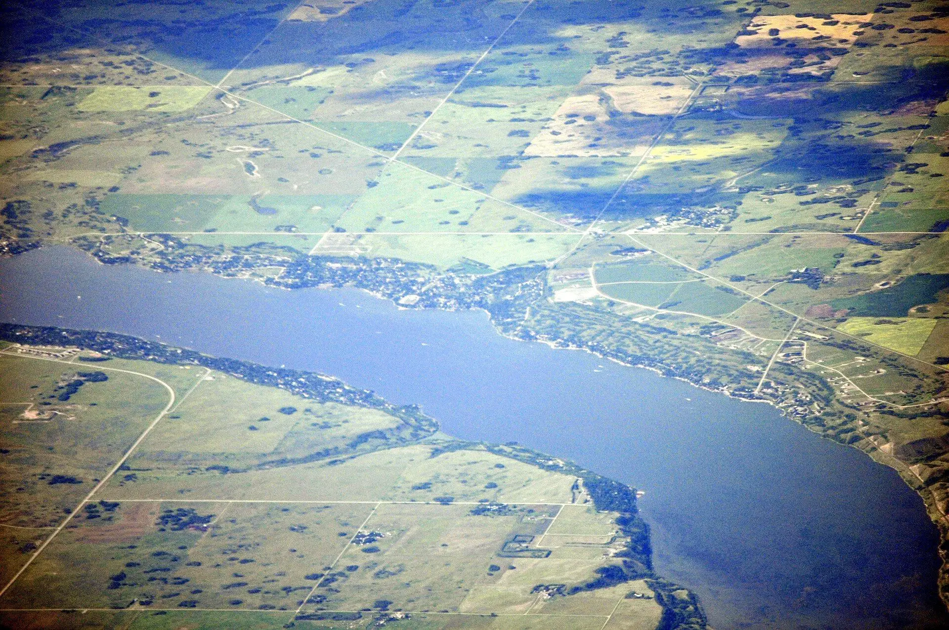 Aerial view of Last Mountain Lake and Saskatchewan Beach