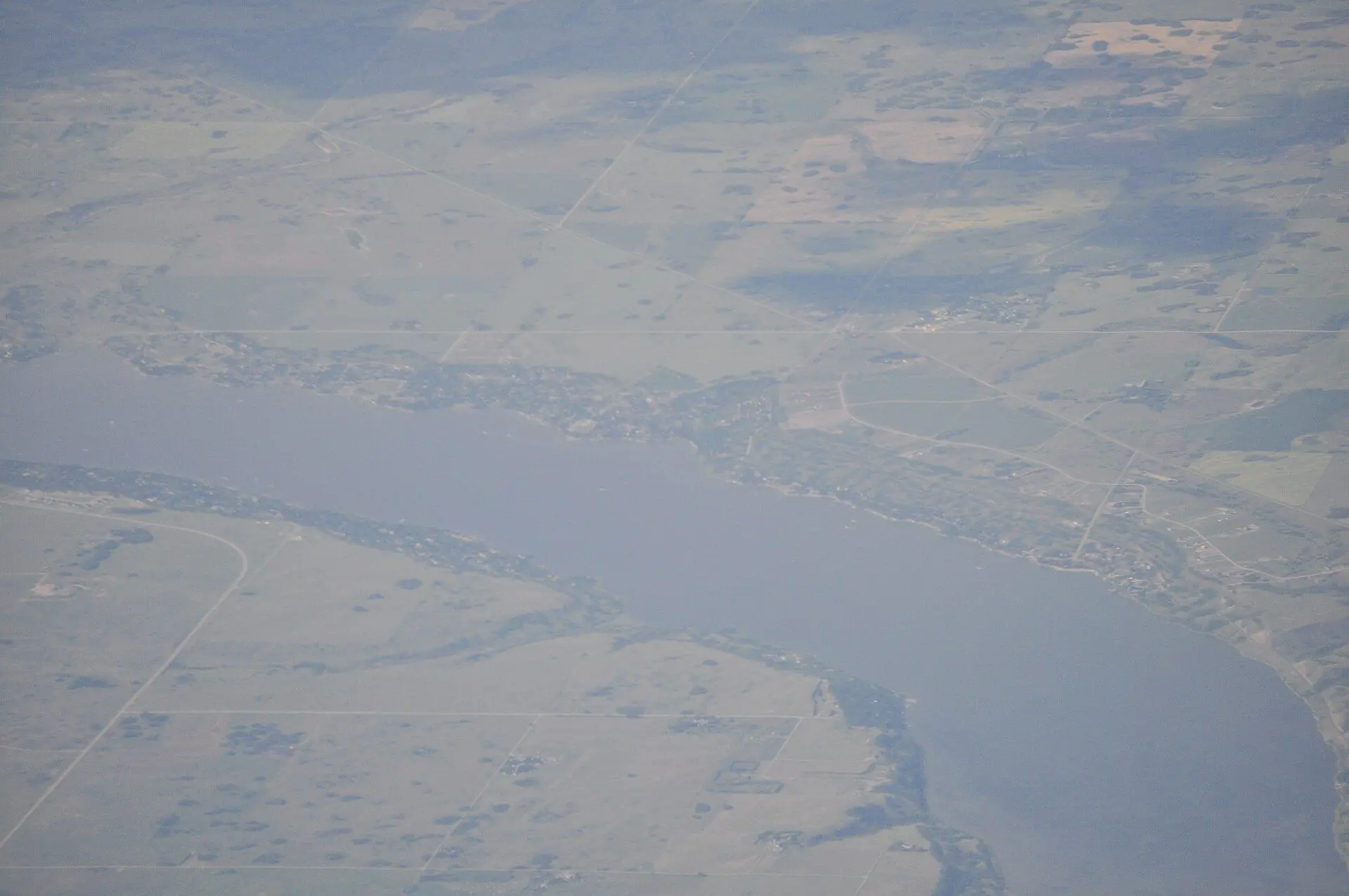 Aerial view of Last Mountain Lake and shoreline